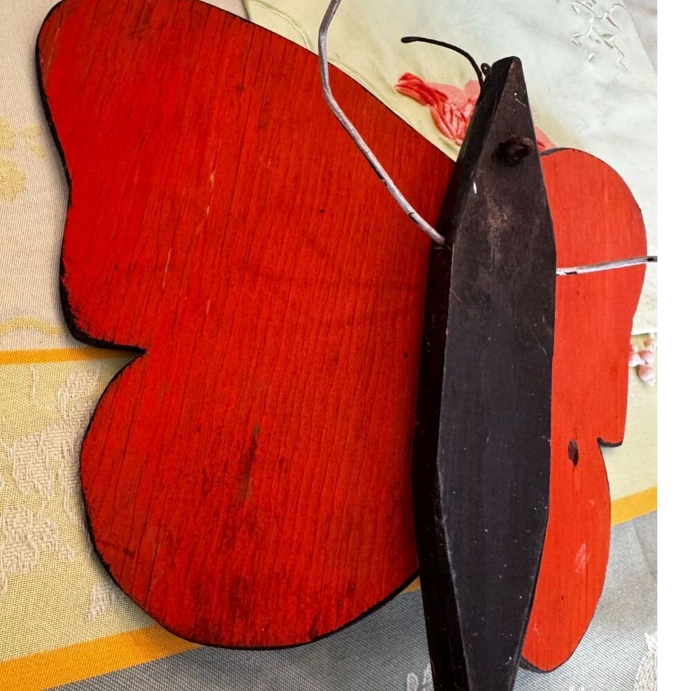 Vintage wooden handmade and hand painted garden butterfly; cottage garden decor - Picture 6 of 7